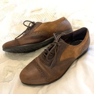 Born brown leather and suede Arletta Oxfords